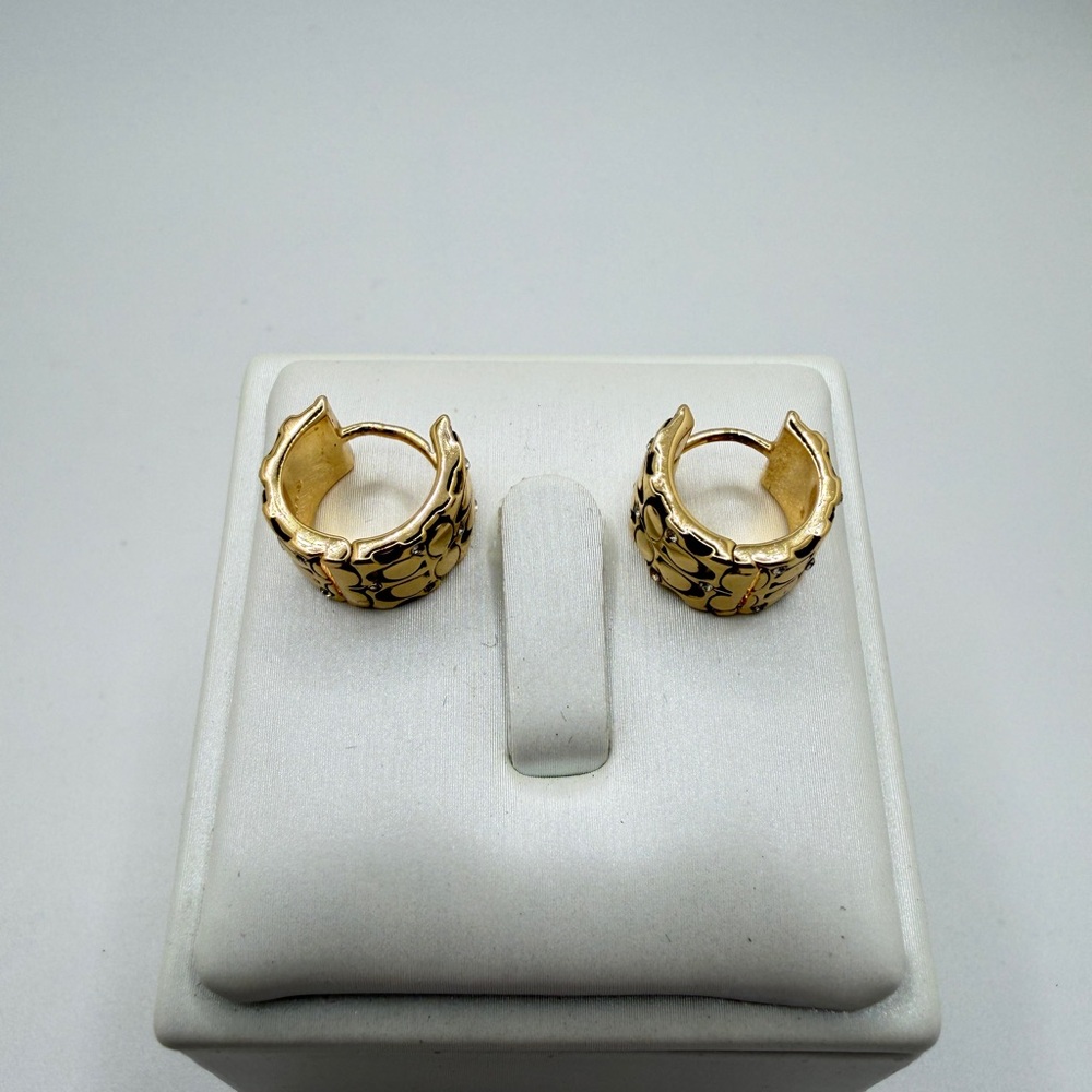 Authentic COACH engraved signature, w/ rhinestones huggie hoop earrings! - Picture 15 of 15